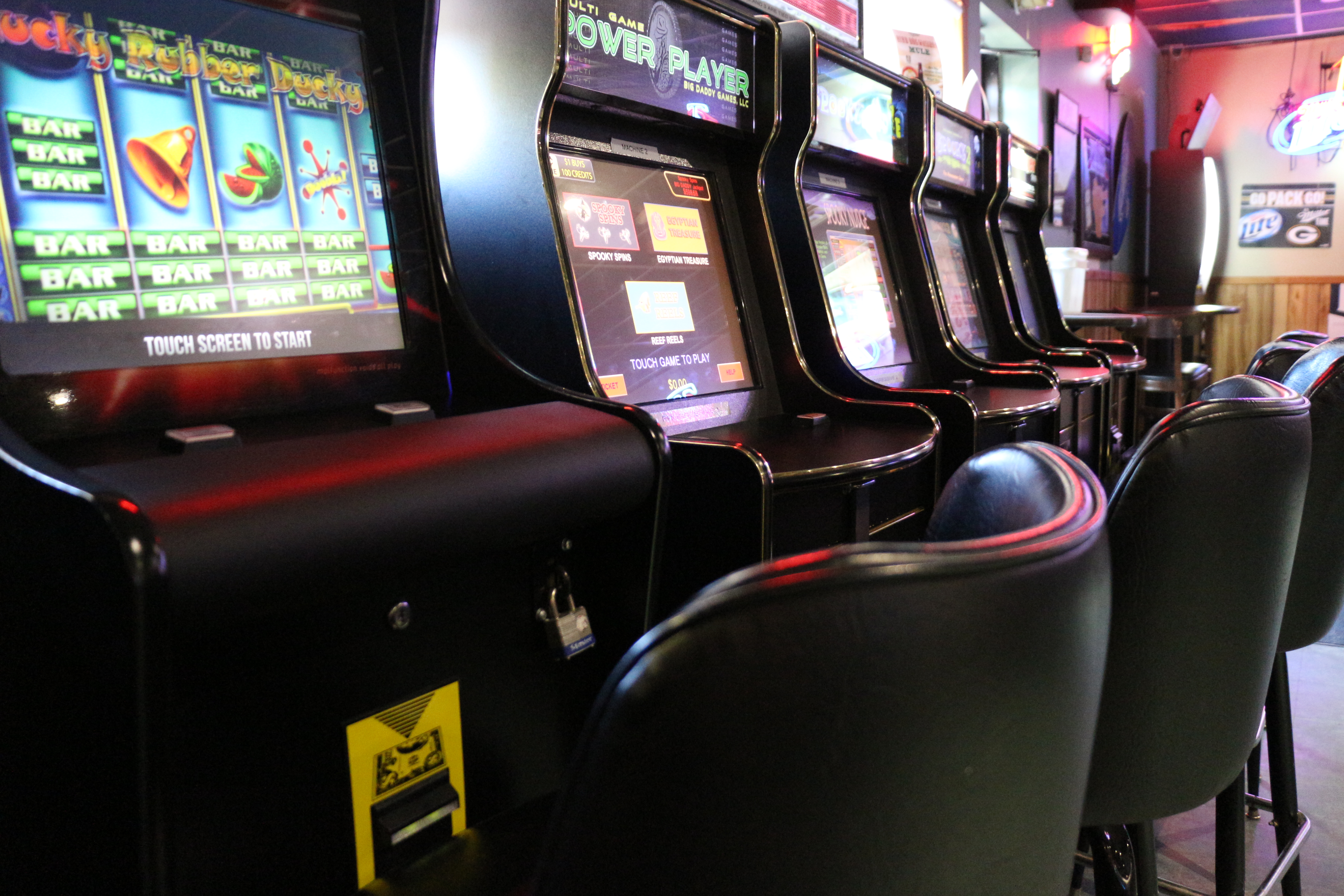 Row of electronic gambling machines